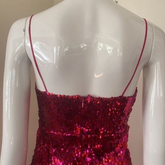 Zara Pink & Red Horizontal Striped Sequin Mini Dress Size XS - Picture 8 of 16